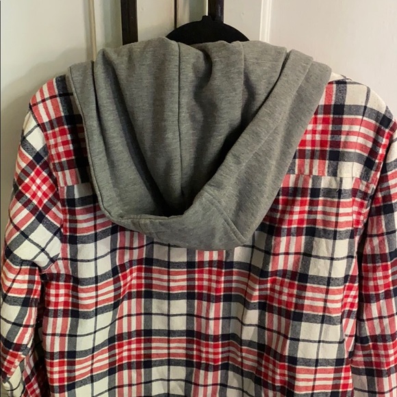 Saga Outerwear plaid coat with grey hood - Picture 8 of 9